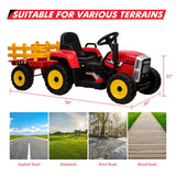 12V Kids Ride-On Tractor with Remote Control and Trailer Attachment