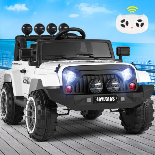 12V Kids Ride On Truck Car with Remote Control, LED Lights, 3 Speeds, and Music Storage