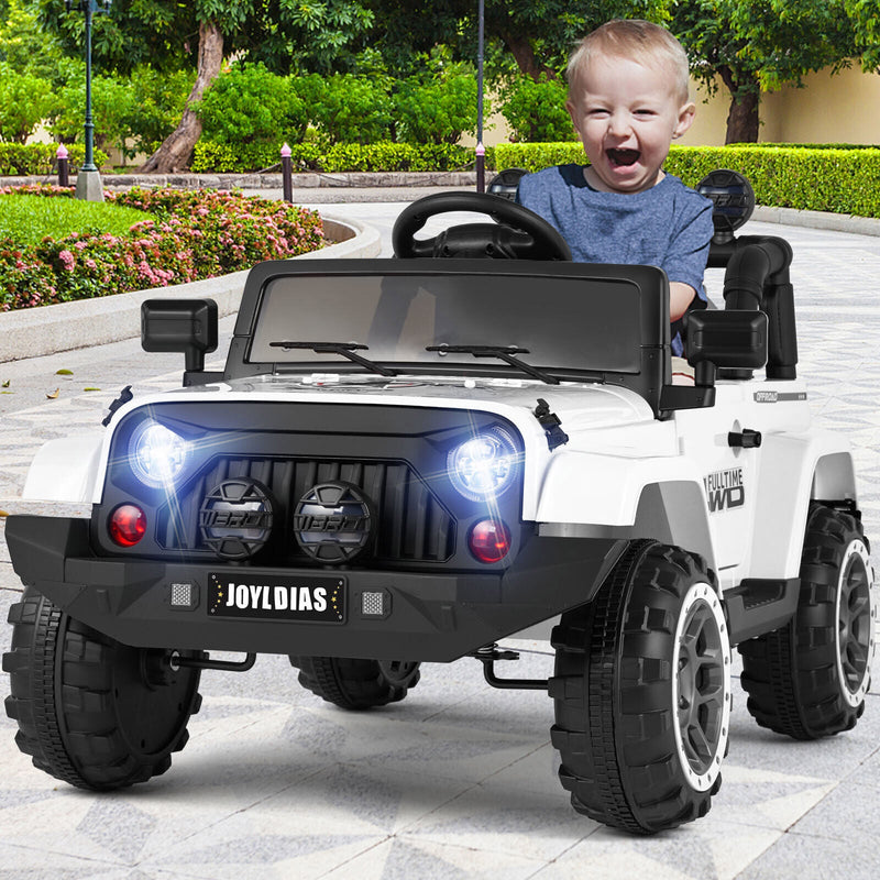 12V Kids Ride On Truck Car with Remote Control, LED Lights, 3 Speeds, and Music Storage