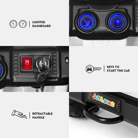 12V Electric Ride On Truck for Kids with Storage, LED Lights, MP3 Player, Bluetooth, and Remote Control - White