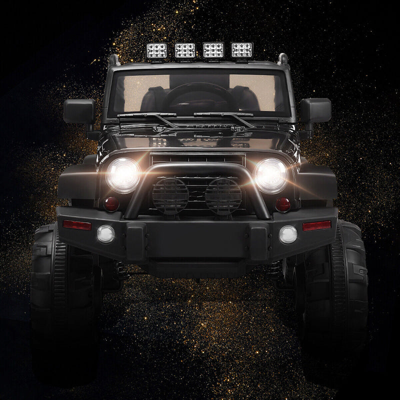 12V Kids Ride On Truck Car with Remote Control, MP3 Music, and LED Lights in Black