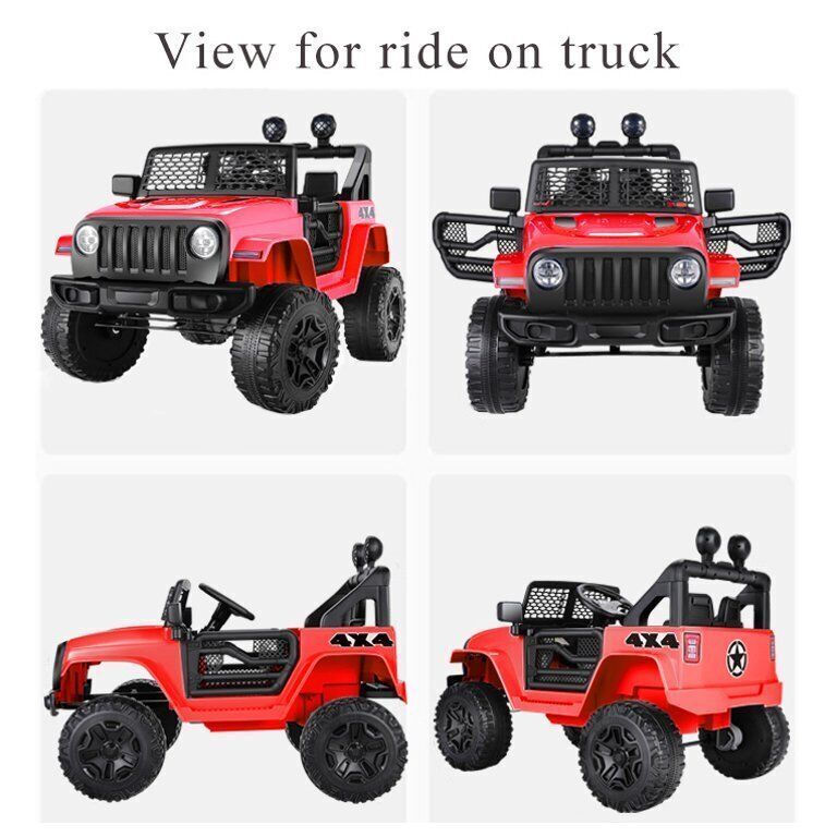 12V Kids Ride-On Truck with LED Lights, Parental Remote Control, and Spring Suspension