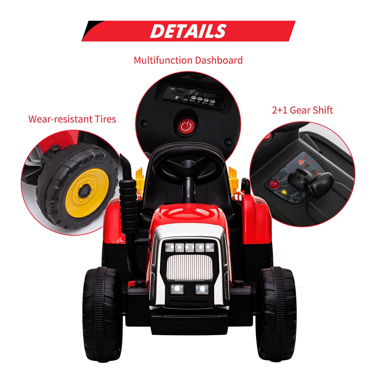 12V Kids Ride-On Truck with Remote Control and Trailer - Battery Powered Toy Tractor