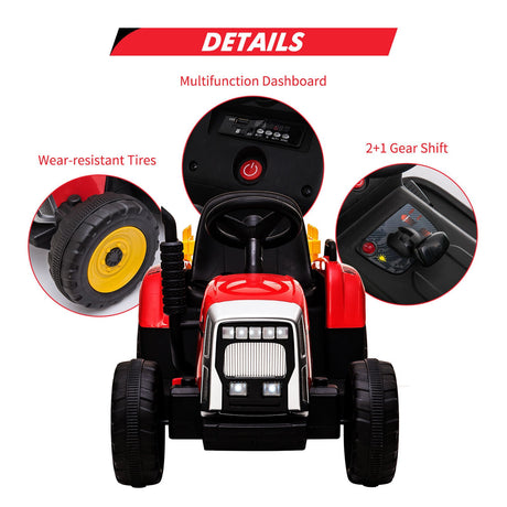 12V Kids Ride-On Truck with Remote Control and Trailer - Battery Powered Toy Tractor