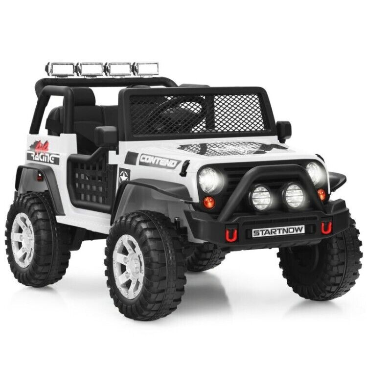 12V Kids Ride On Truck with Remote Control, LED Lights, 3-Speeds, and Music