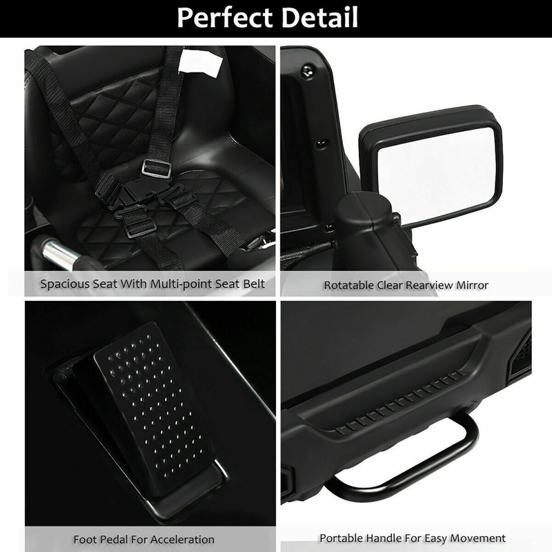 12V Kids Ride-On Truck with Remote Control, MP3 Music, and LED Lights in Black