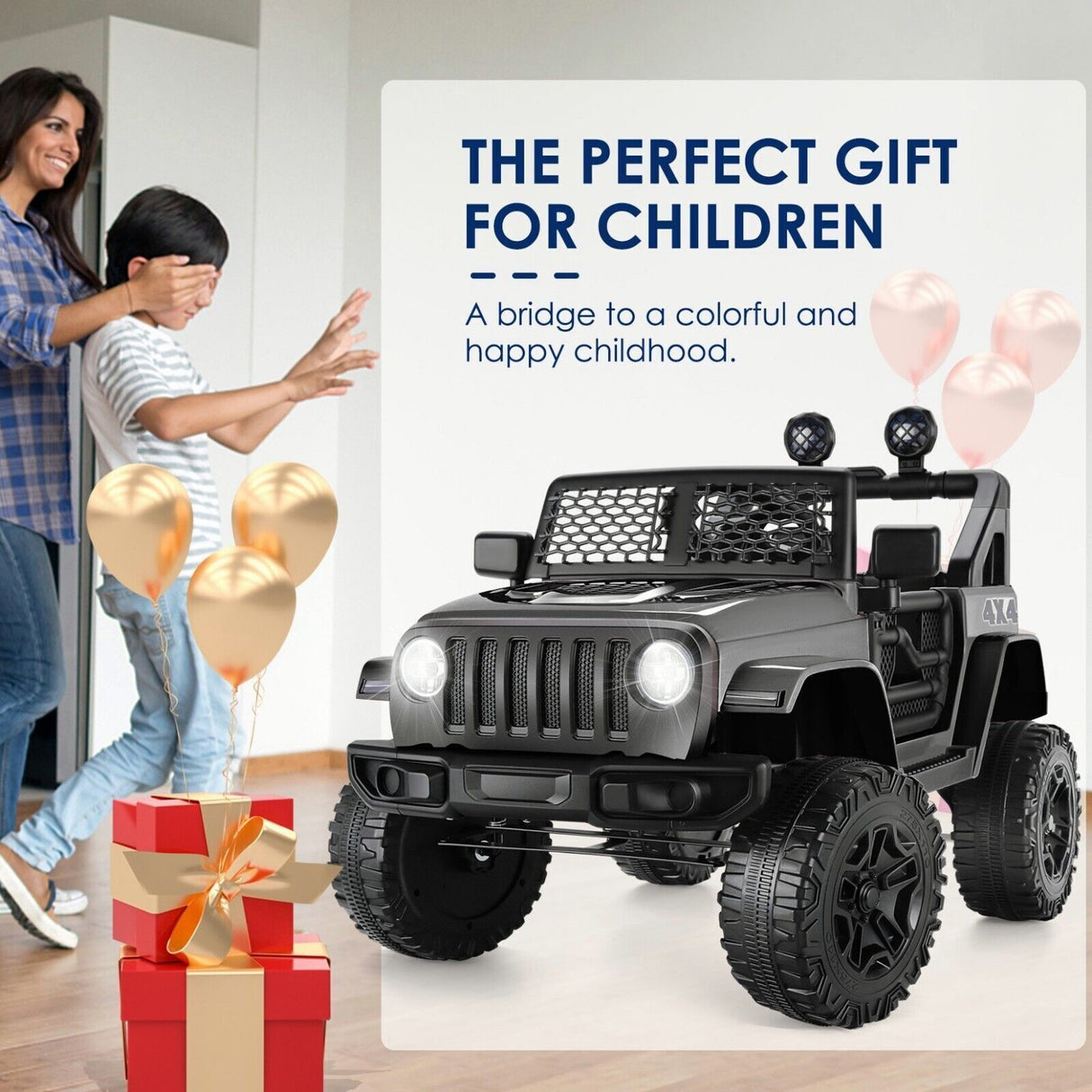 12V Remote Control Electric Ride-On Truck for Kids - 2 Seater Battery-Powered Car
