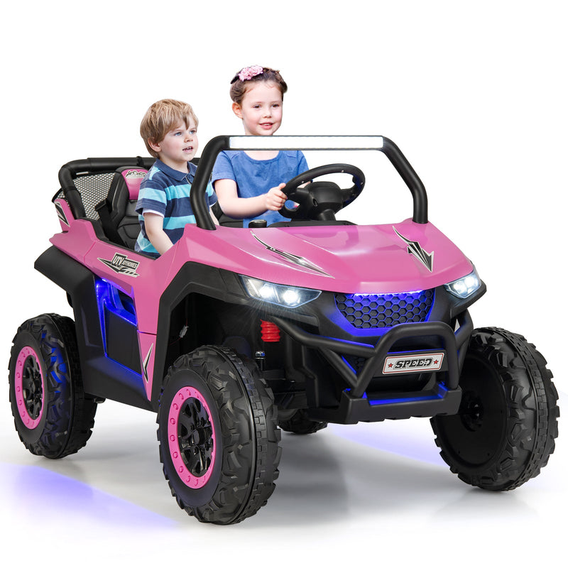 12V Kids Ride On UTV with Suspension, Lights & Music - RC Electric Vehicle for 2 Children