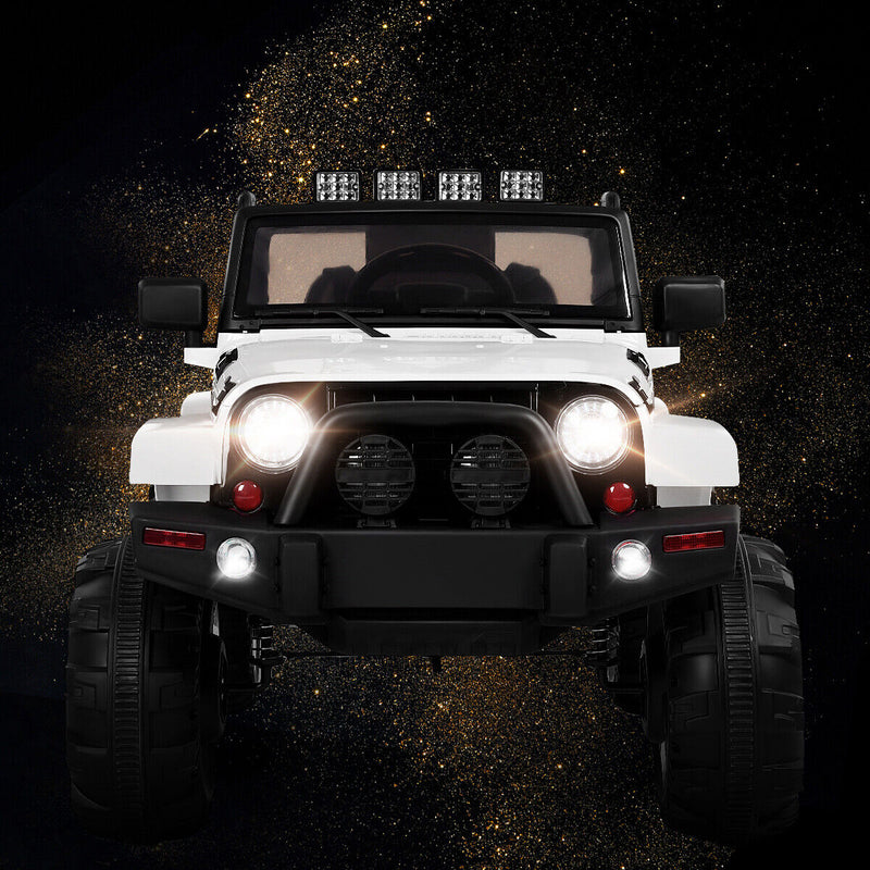 12V Kids Truck Car with Remote Control, MP3 Music, LED Lights - White