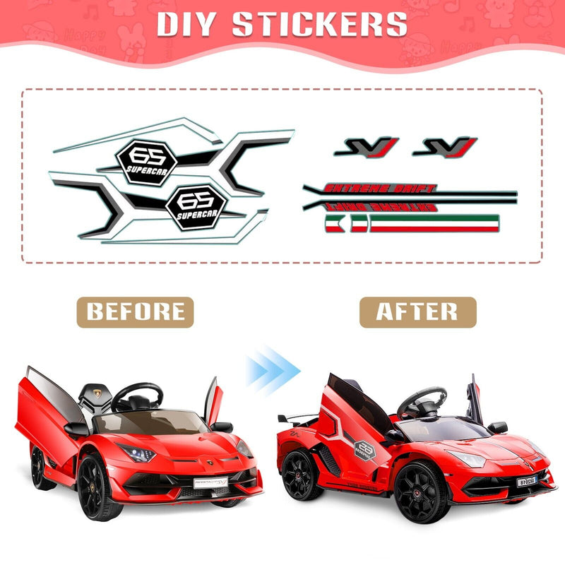 Red Lamborghini Electric Ride On Car for Kids - 12V Battery Powered Toy with 70W Motor