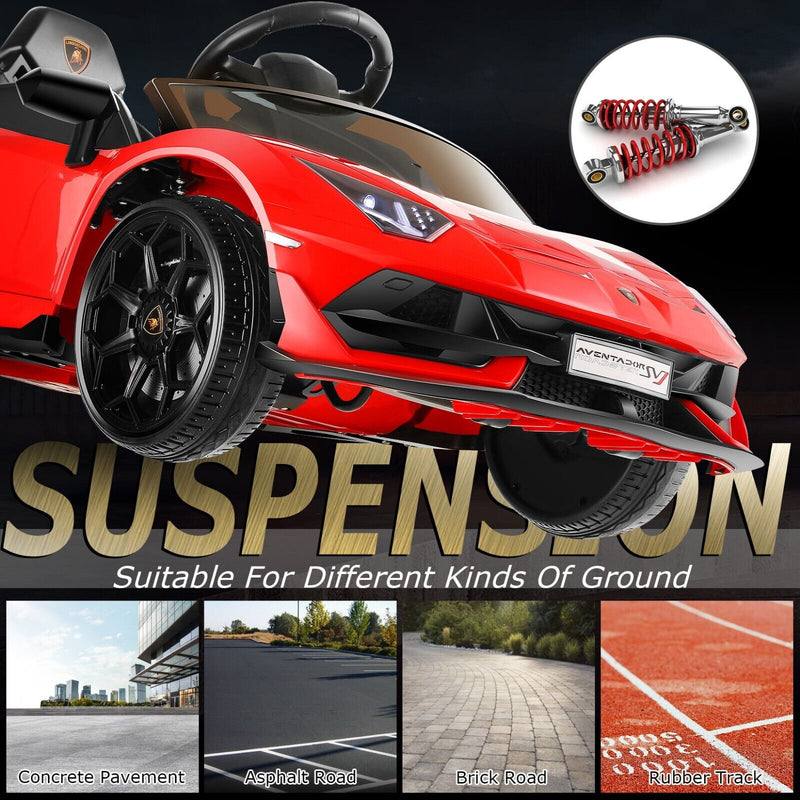 12V Lamborghini Aventador SV Sports Car Toy for Kids with Parental Control - Red