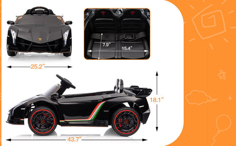 12V Lamborghini Veneno Ride On Car with Remote Control and Music - Perfect Electric Toy Gift for Kids