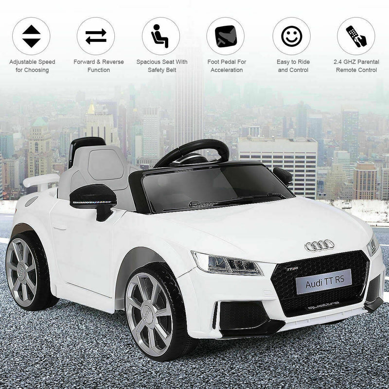 12V Licensed Audi TT RS Electric Ride On Car with Remote Control for Kids - White