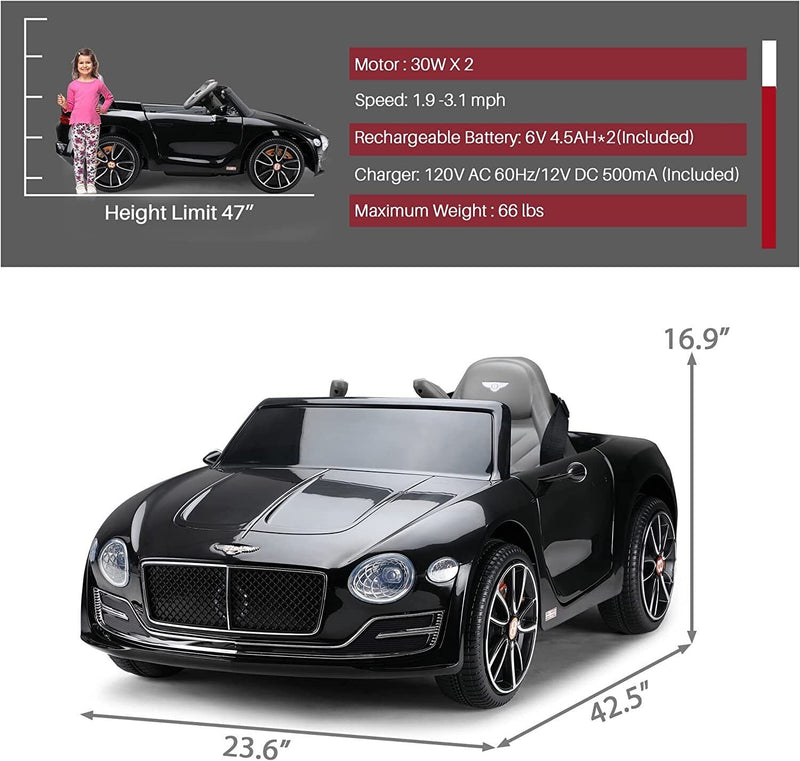 Licensed Bentley Style 12V Electric Ride On Car for Kids with Remote Control - Perfect Gift!