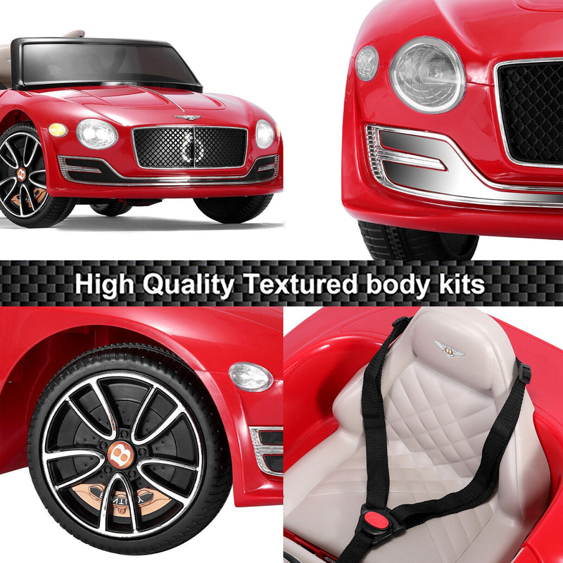 12V Bentley Style Kids Ride On Electric Toy Car with Remote Control and LED Lights