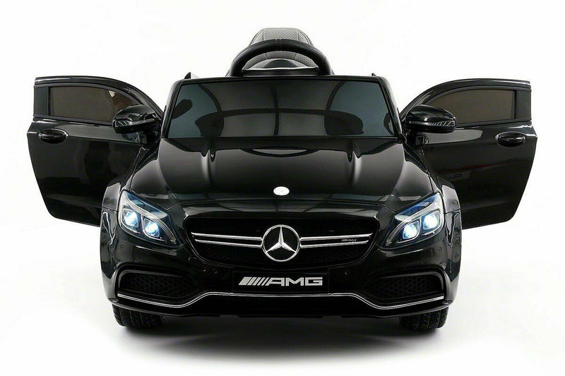 12V Licensed C63S Mercedes Kid's Ride-On Sports Car with Rubber Tires, Lights, and Remote Control