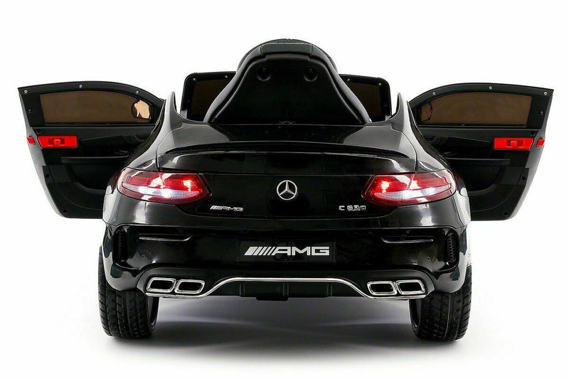 12V Licensed C63S Mercedes Kid's Ride-On Sports Car with Rubber Tires, Lights, and Remote Control