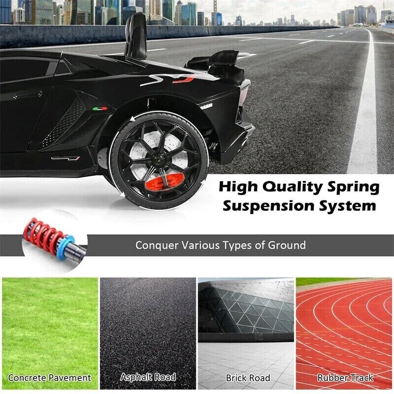 12V Licensed Lamborghini Aventador Electric Ride-On Car for Kids - Black