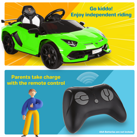 12V Licensed Lamborghini Aventador Electric Ride-On Car for Kids - Battery Powered Sports Vehicle