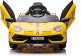 12V Licensed Lamborghini Aventador Ride-On Car with Hydraulic Doors and 3 Speed Options for Kids