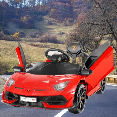 12V Licensed Lamborghini Car Toy with LED Headlights and Hydraulic Door for an Exciting Ride-On Experience