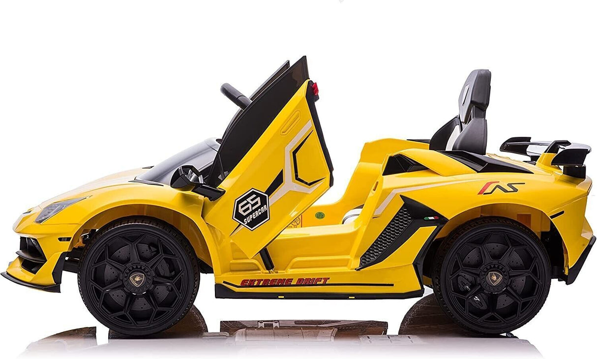 12V Lamborghini Electric Ride-On Car for Kids with Hydraulic Doors - Perfect Gift for Young Sports Car Enthusiasts