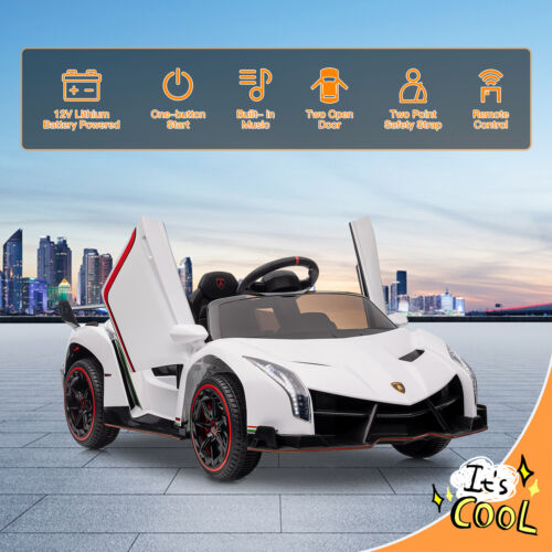12V Licensed Lamborghini Kids Ride On Car - 2 Seater Electric Vehicle in White