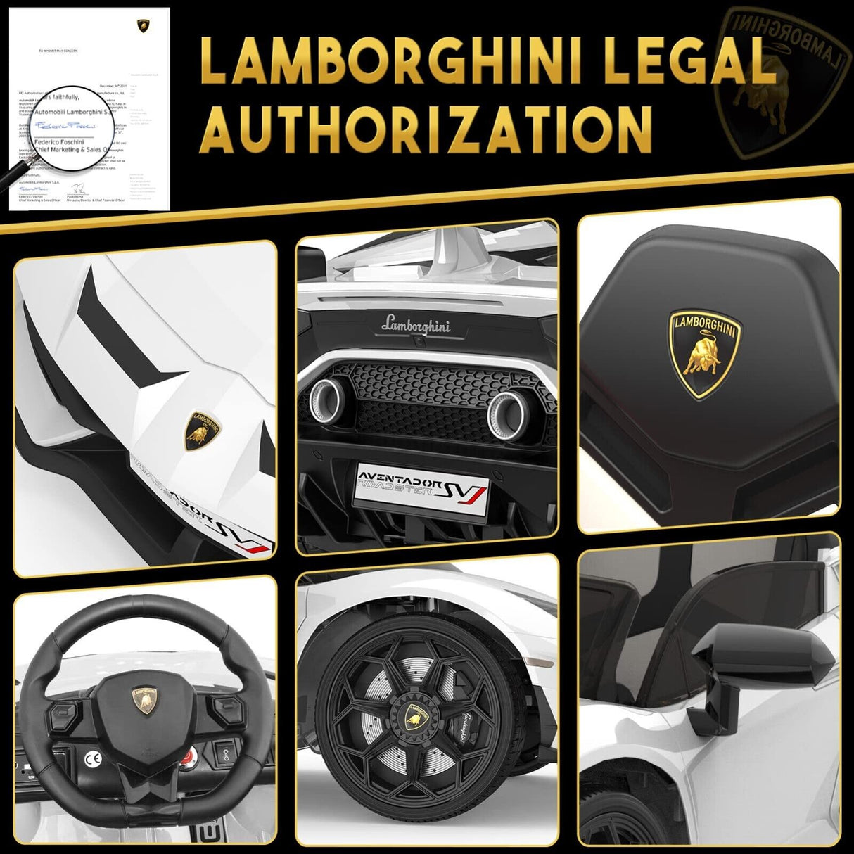 12V Licensed Lamborghini/McLaren Kids Ride On Car with Remote Control - Electric Gift for Children