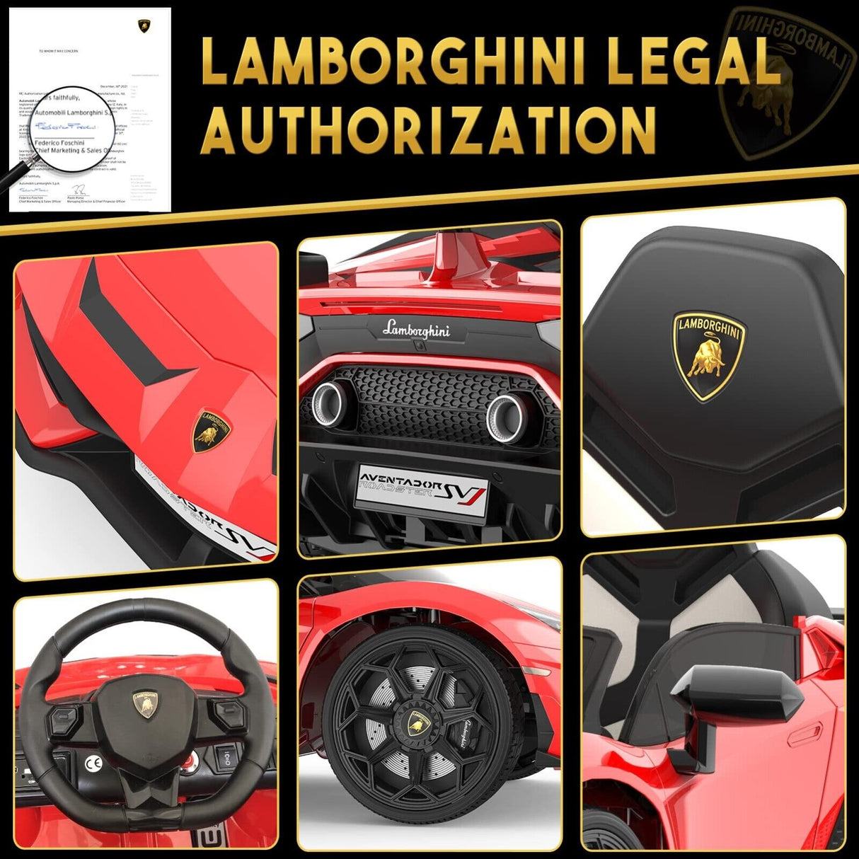 Licensed Lamborghini McLaren 12V Electric Ride-On Car for Kids with Remote Control