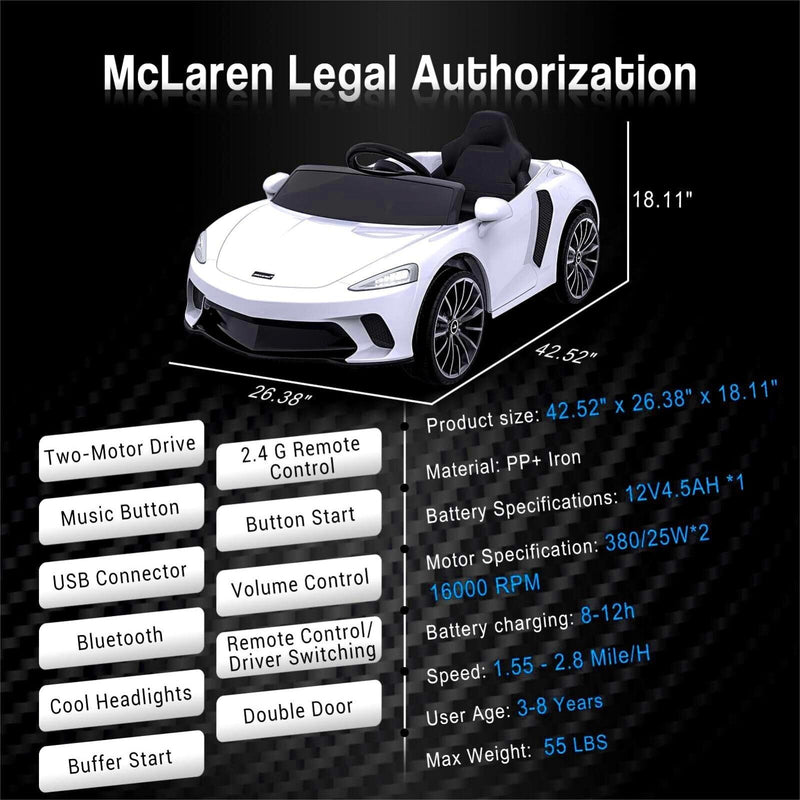 Licensed Lamborghini McLaren 12V Electric Ride-On Car for Kids with Remote Control