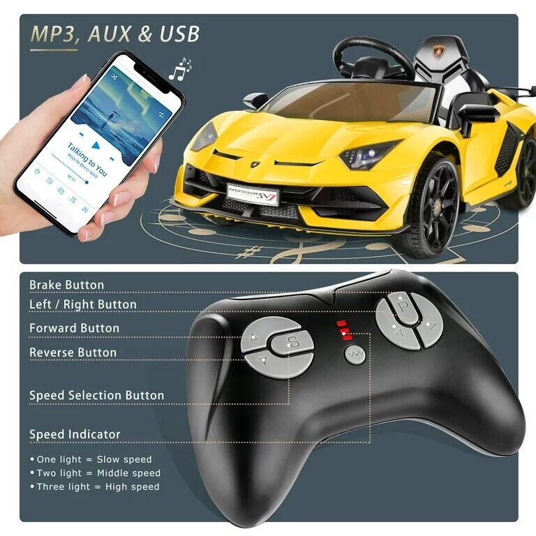 12V Licensed Lamborghini Ride on Car for Kids with Remote Control, MP3, AUX & USB??