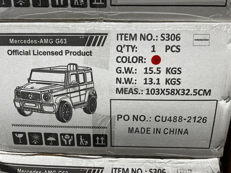 12V Licensed Mercedes Benz G63 Kids Ride On Car with Remote Control and Openable Doors