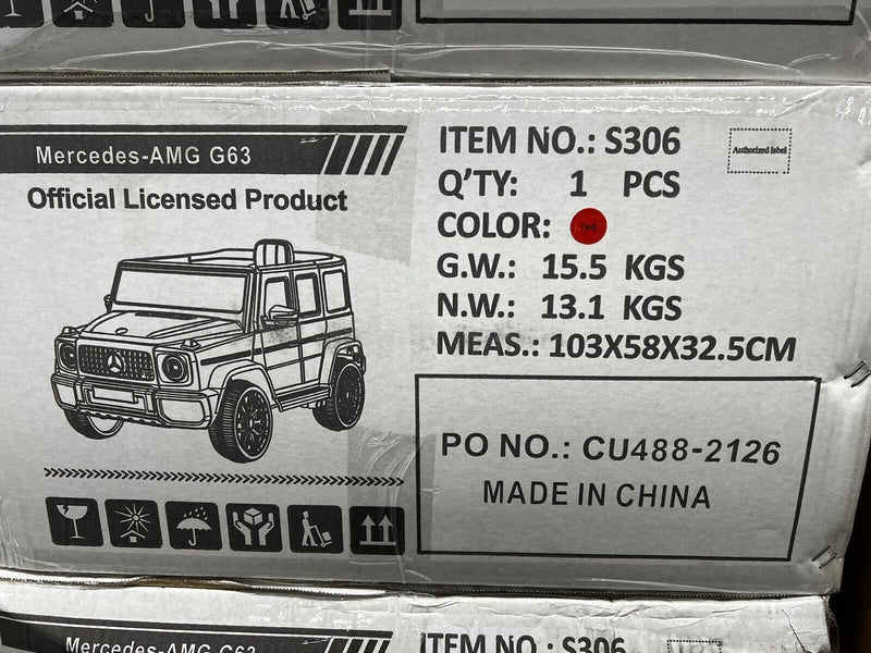 12V Licensed Mercedes Benz G63 Kids Ride On Car with Remote Control and Openable Doors