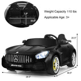 12V Mercedes Benz AMG GTR Kids Ride On Car with Remote Control and LED Lights in Black
