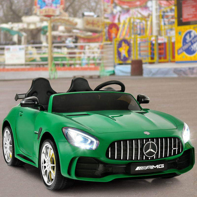 12V Mercedes Benz AMG GTR Kids Ride On Car with Remote Control and LED Lights in Green