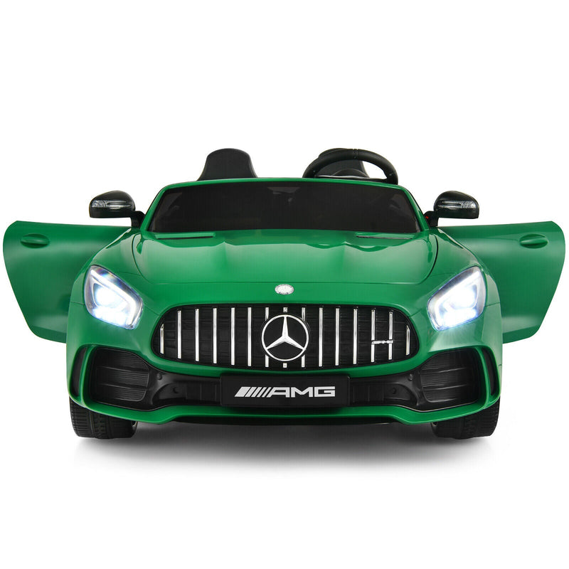 12V Mercedes Benz AMG GTR Kids Ride On Car with Remote Control and LED Lights in Green
