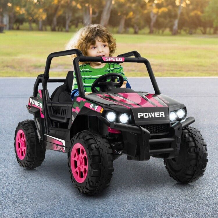 12V Off-Road Truck Ride-On Toy for Kids with Remote Control, LED Lights, and Music