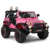 12V Pink Kids Ride on Truck with MP3, LED Light, RC, and Cover - Black