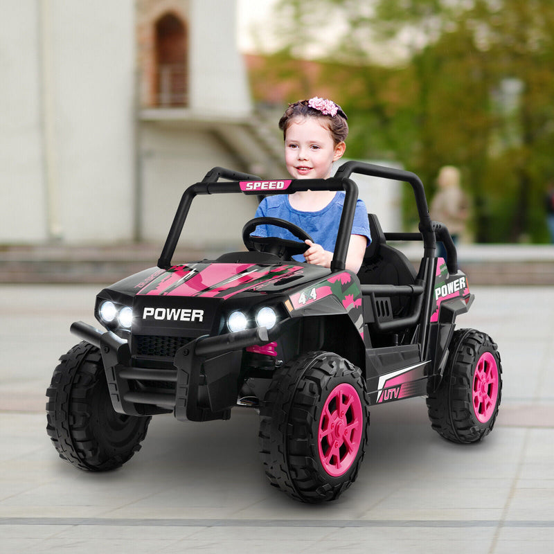 12V Pink Off-Road Truck for Kids with Realistic Horns and Engine Sounds