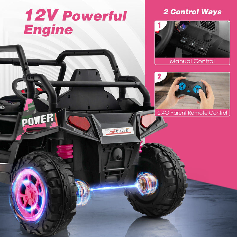 12V Pink Off-Road Truck for Kids with Realistic Horns and Engine Sounds