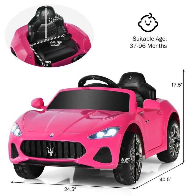 12V Pink Ride On Car for Kids with Remote Control, Lights, and Music - Perfect Gift for Toddlers