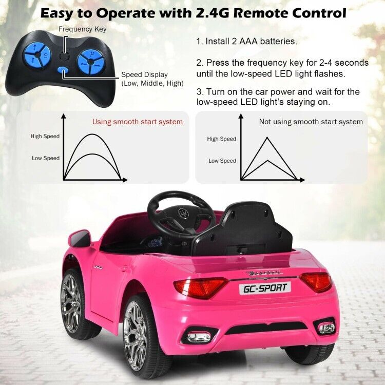 12V Pink Ride On Car for Kids with Remote Control, Lights, and Music - Perfect Gift for Toddlers