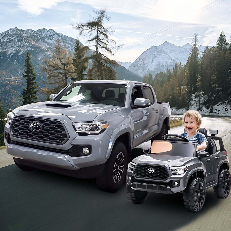 12V Powered Toyota Tacoma Ride on Car for Boys - Gray