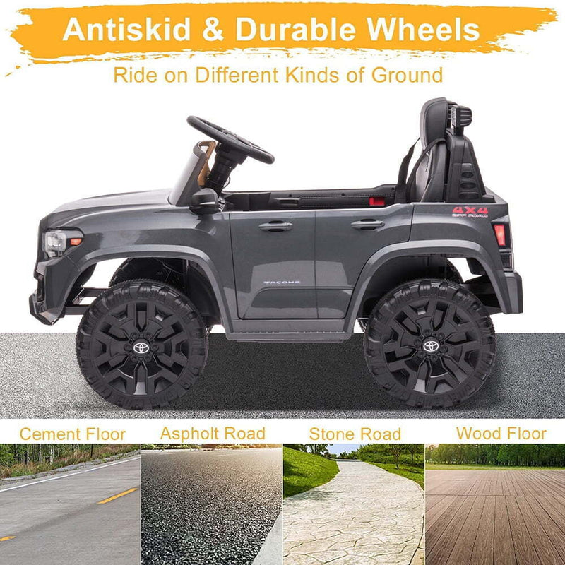 12V Powered Toyota Tacoma Ride on Car for Boys - Gray