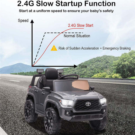 12V Powered Toyota Tacoma Ride on Car for Boys - Gray