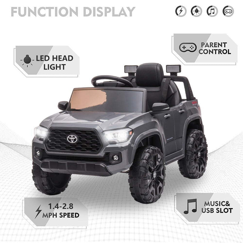 12V Powered Toyota Tacoma Ride on Car for Boys - Gray