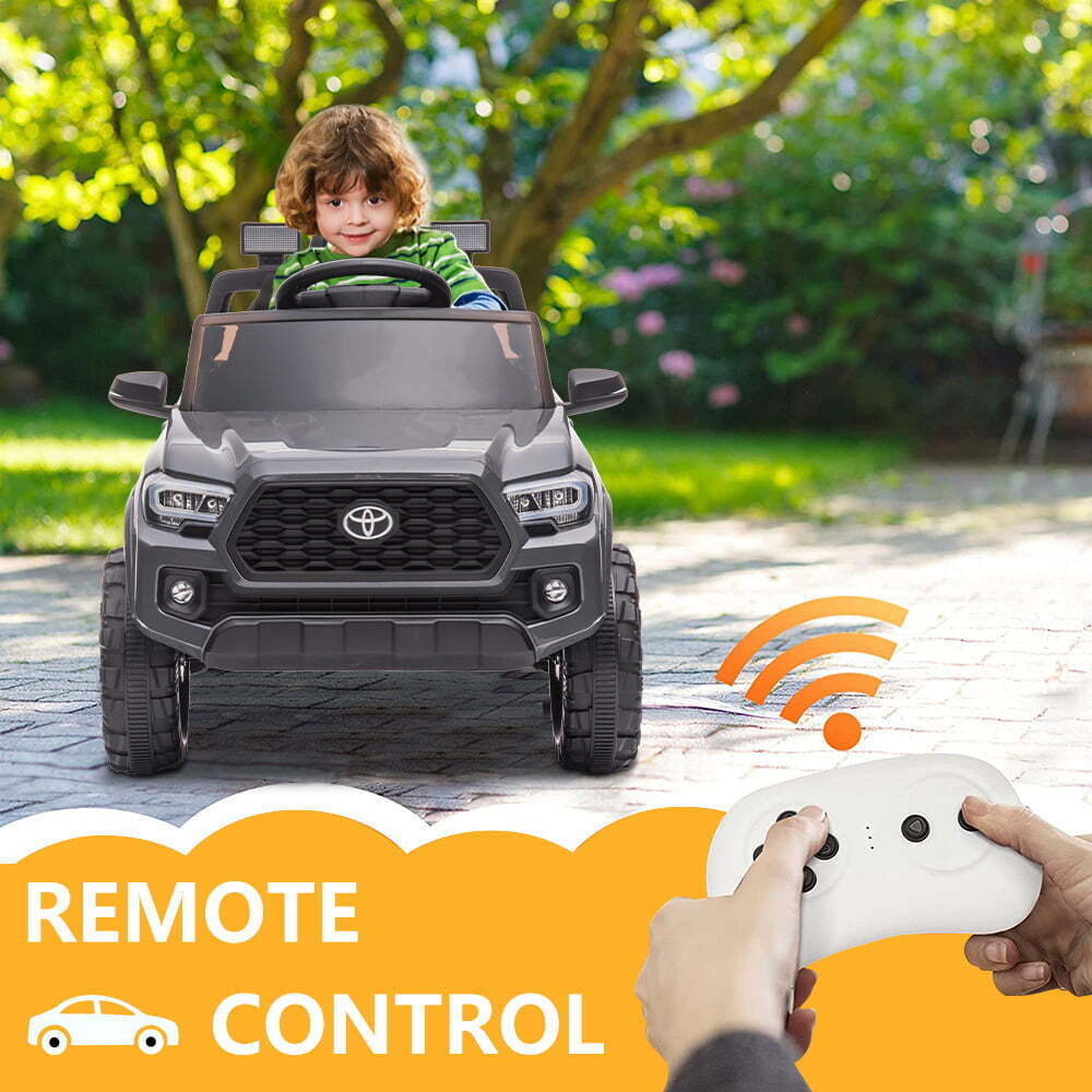 12V Powered Toyota Tacoma Ride on Car for Boys - Gray