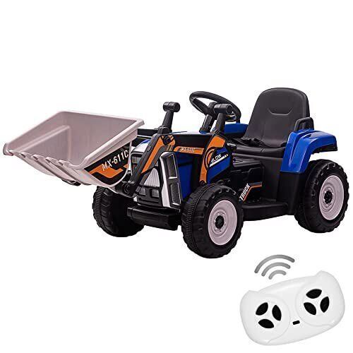 12V RC Excavator Ride-On Tractor with Music, Headlights, and Horn for Kids