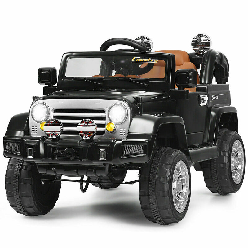 12V RC Remote Control Black Truck Car for Kids - Electric Ride-On Fun!