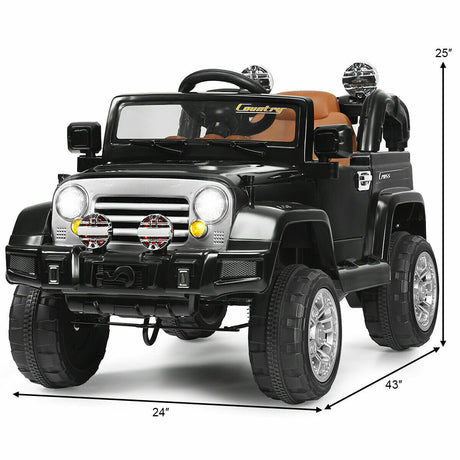 12V RC Remote Control Black Truck Car for Kids - Electric Ride-On Fun!